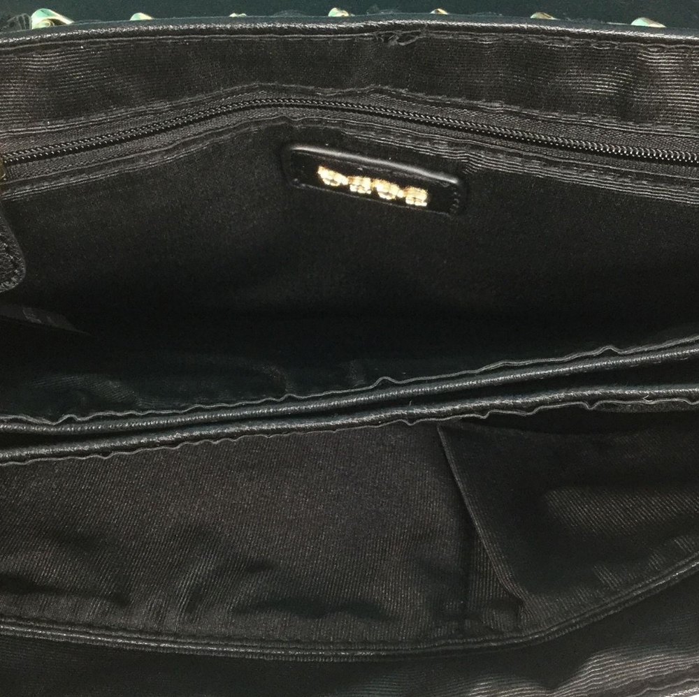Bebe Black Crossbody Purse faux leather Gold Hardware Handbag - Picture 5 of 14